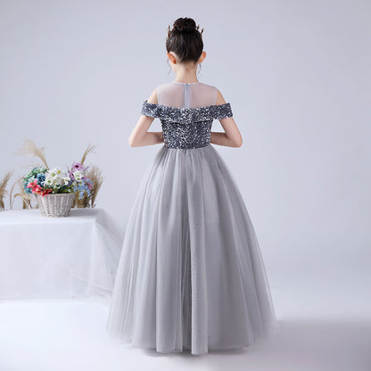 Off Shoulder Pageant Dresses For Teen Girls Sequins Long Evening Dress Flower Girls Dress Special Occasion dresses