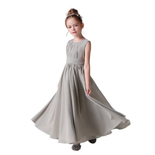 Chiffon Flower Girl Dresses Sleeveless Wedding Guest Dress Simple Pleated Athenian Style Dresses for Special Occasion