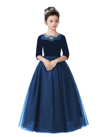 Elegant Hepburn Style Flower Girl Dress First Communion Dress for Girls 4-16  Vintage Daddy Daughter Dance Dress