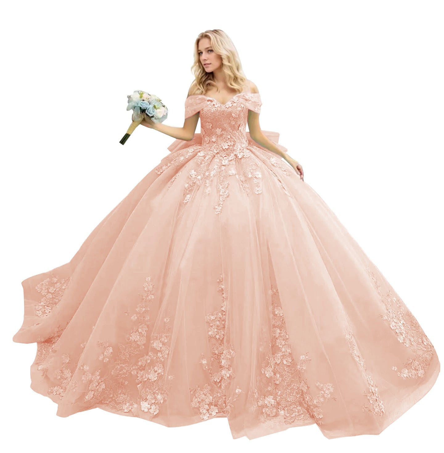 2025 3D Flower Tulle Sweatheart Quinceanera Dresses Big Bow Homecoming Dress Long Sweet 16 Dresses Tulle Lace Appliques Prom Ball Gown