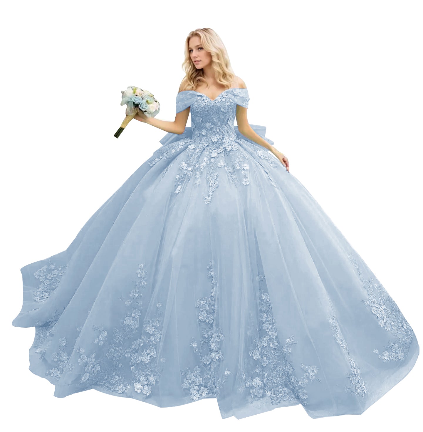 2025 3D Flower Tulle Sweatheart Quinceanera Dresses Big Bow Homecoming Dress Long Sweet 16 Dresses Tulle Lace Appliques Prom Ball Gown