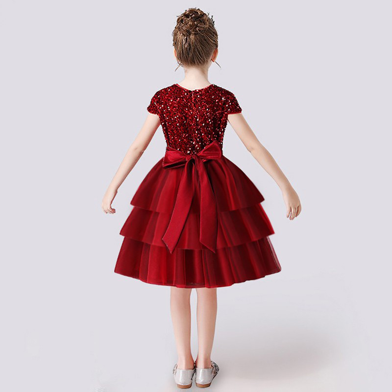 Cupcake Dresses For Kids Short Mini Birthday Party Gowns Tulle Tutu Dress Sequins Short Dress for Flower Girls Princess Dress