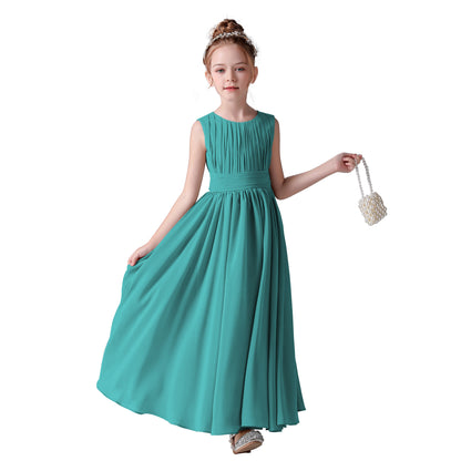 Chiffon Flower Girl Dresses Sleeveless Wedding Guest Dress Simple Pleated Athenian Style Dresses for Special Occasion