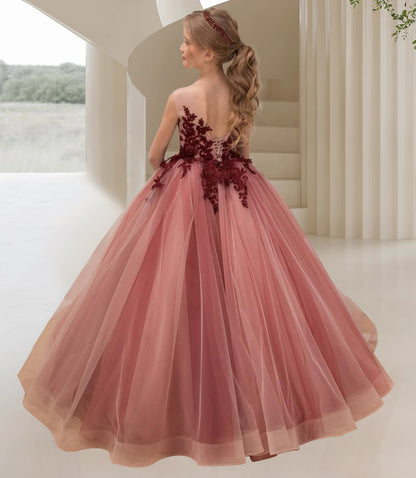 2025 Spring Ruffle Tulle Flower Girl Dress Ball Gown 1st Communion Formal Dress Pageant Birthday Party Dress