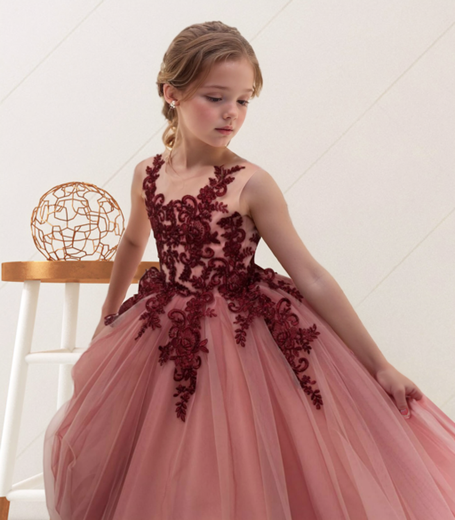 2025 Spring Ruffle Tulle Flower Girl Dress Ball Gown 1st Communion Formal Dress Pageant Birthday Party Dress