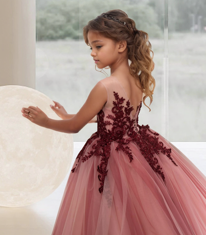 2025 Spring Ruffle Tulle Flower Girl Dress Ball Gown 1st Communion Formal Dress Pageant Birthday Party Dress