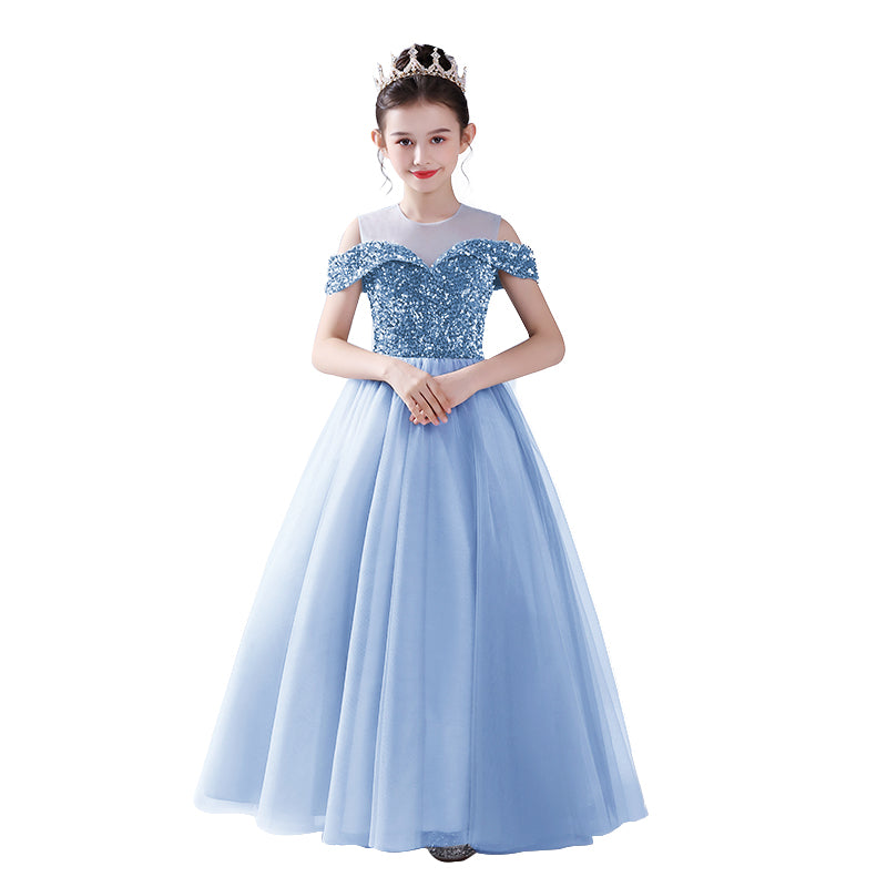 Off Shoulder Pageant Dresses For Teen Girls Sequins Long Evening Dress Flower Girls Dress Special Occasion dresses