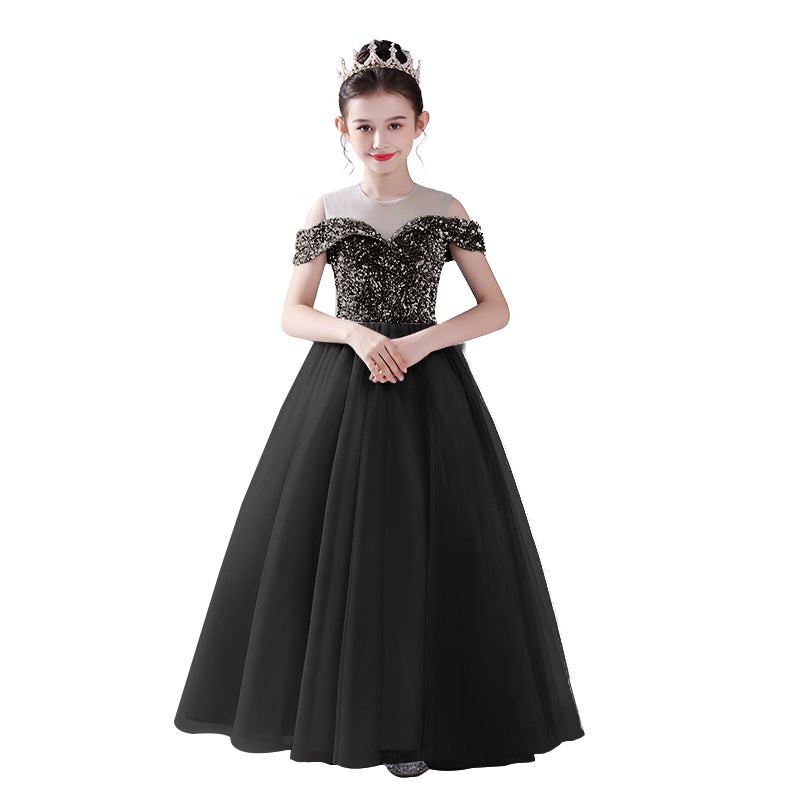 Off Shoulder Pageant Dresses For Teen Girls Sequins Long Evening Dress Flower Girls Dress Special Occasion dresses