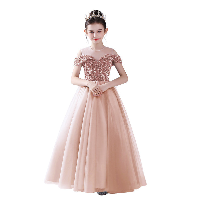 Off Shoulder Pageant Dresses For Teen Girls Sequins Long Evening Dress Flower Girls Dress Special Occasion dresses