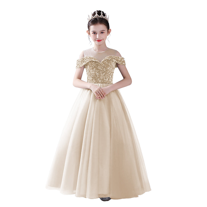 Off Shoulder Pageant Dresses For Teen Girls Sequins Long Evening Dress Flower Girls Dress Special Occasion dresses