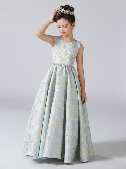 Satin Flower Girl Dress for Wedding First Communion Dress for Girls Sleeves Birthday Party Pageant Dress Prom Ball Gown