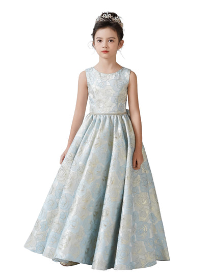 Satin Flower Girl Dress for Wedding First Communion Dress for Girls Sleeves Birthday Party Pageant Dress Prom Ball Gown