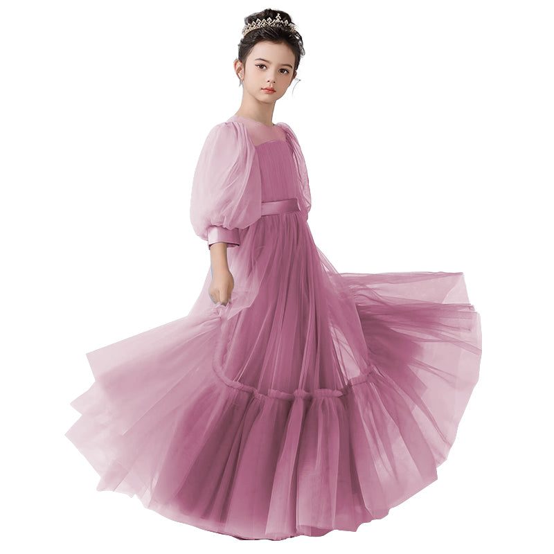 Full Length Tulle Flower Girl Dress for Wedding Girls Formal Dresses Size 4-16