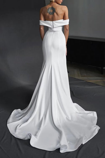 2025 Simple Satin Wedding Dress Elegant Bridal Gown Women White Modern Sleeveless White Wedding Dress