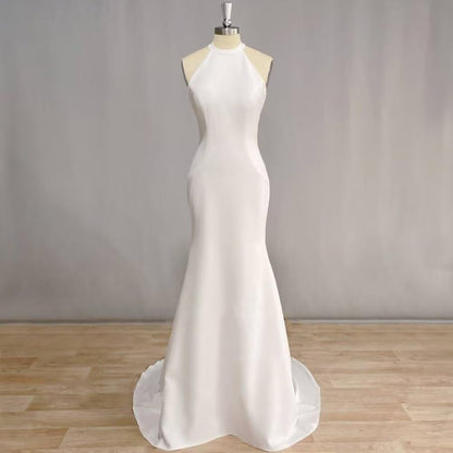 2025 Simple Satin Wedding Dress Elegant Bridal Gown Women White Modern Sleeveless White Wedding Dress