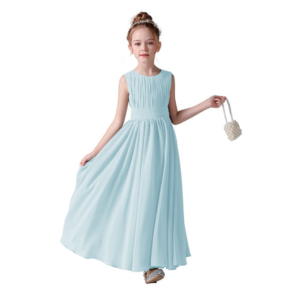 Chiffon Flower Girl Dresses Sleeveless Wedding Guest Dress Simple Pleated Athenian Style Dresses for Special Occasion