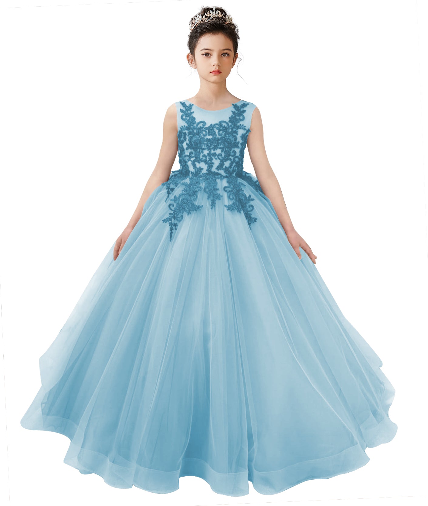 2025 Spring Ruffle Tulle Flower Girl Dress Ball Gown 1st Communion Formal Dress Pageant Birthday Party Dress