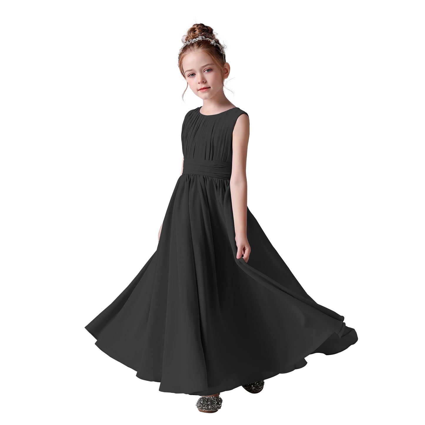 Chiffon Flower Girl Dresses Sleeveless Wedding Guest Dress Simple Pleated Athenian Style Dresses for Special Occasion