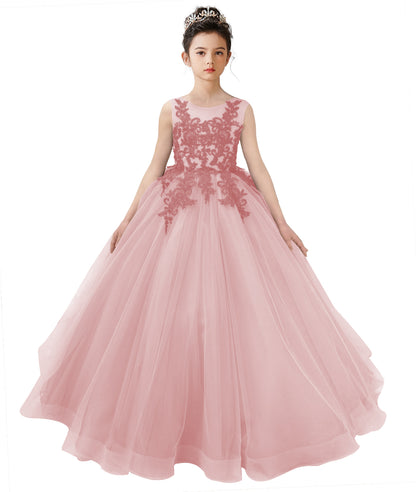 2025 Spring Ruffle Tulle Flower Girl Dress Ball Gown 1st Communion Formal Dress Pageant Birthday Party Dress