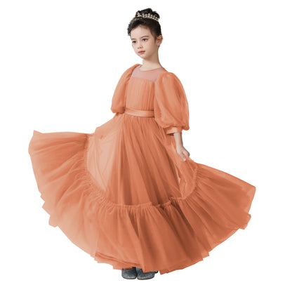 Full Length Tulle Flower Girl Dress for Wedding Girls Formal Dresses Size 4-16