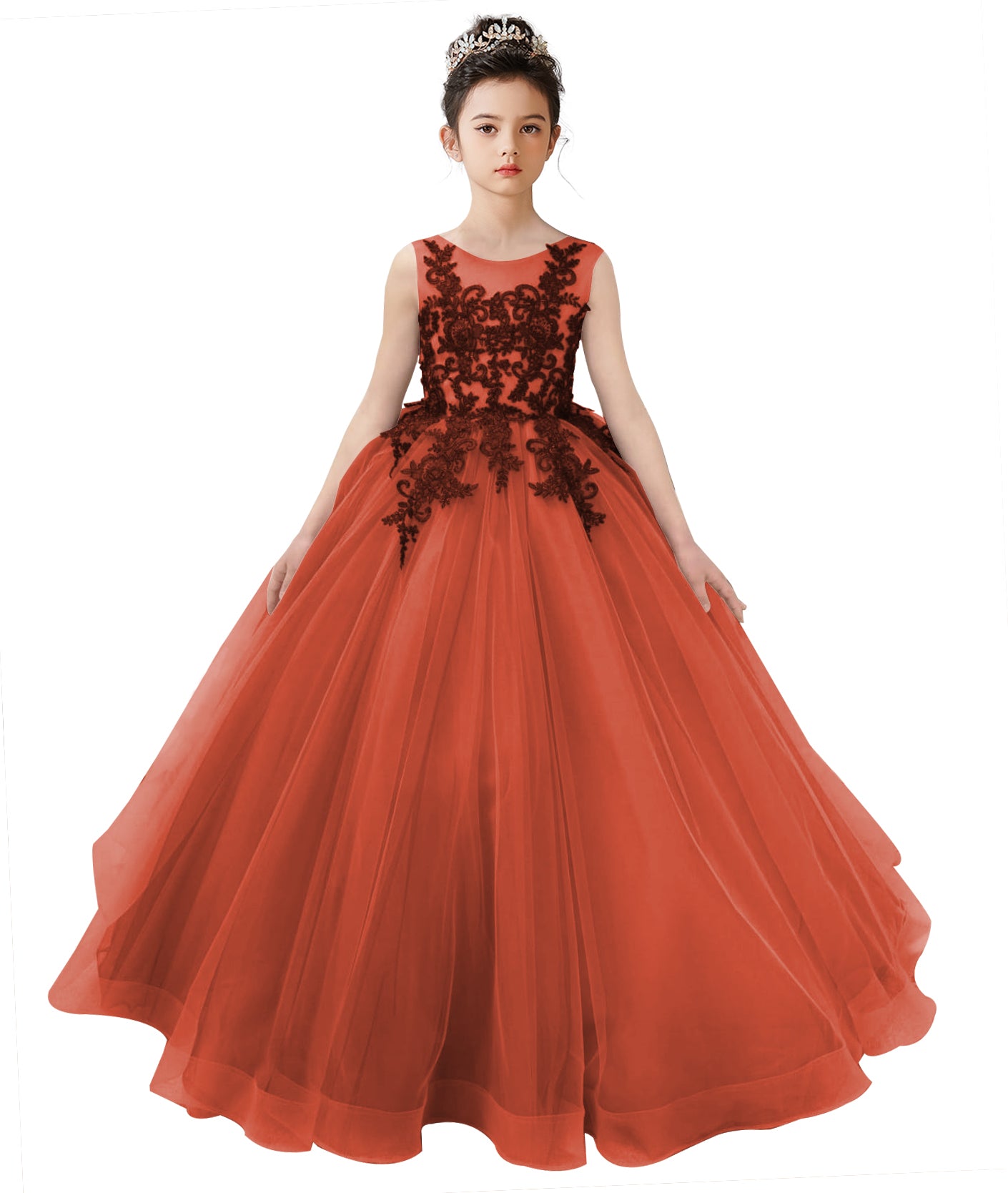 2025 Spring Ruffle Tulle Flower Girl Dress Ball Gown 1st Communion Formal Dress Pageant Birthday Party Dress