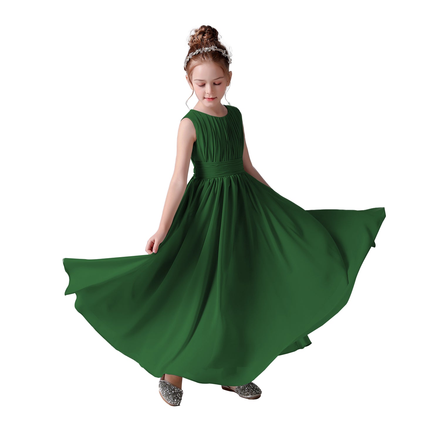 Chiffon Flower Girl Dresses Sleeveless Wedding Guest Dress Simple Pleated Athenian Style Dresses for Special Occasion