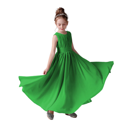 Chiffon Flower Girl Dresses Sleeveless Wedding Guest Dress Simple Pleated Athenian Style Dresses for Special Occasion