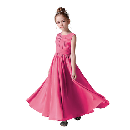 Chiffon Flower Girl Dresses Sleeveless Wedding Guest Dress Simple Pleated Athenian Style Dresses for Special Occasion