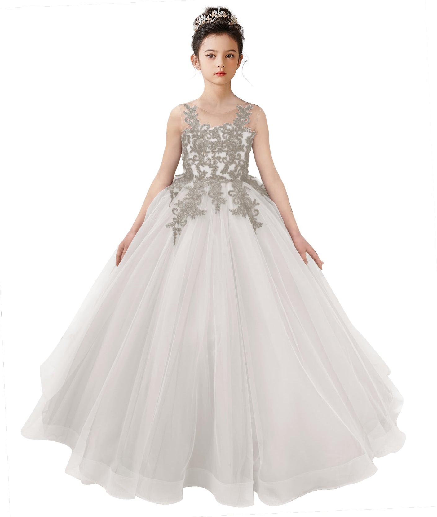 2025 Spring Ruffle Tulle Flower Girl Dress Ball Gown 1st Communion Formal Dress Pageant Birthday Party Dress