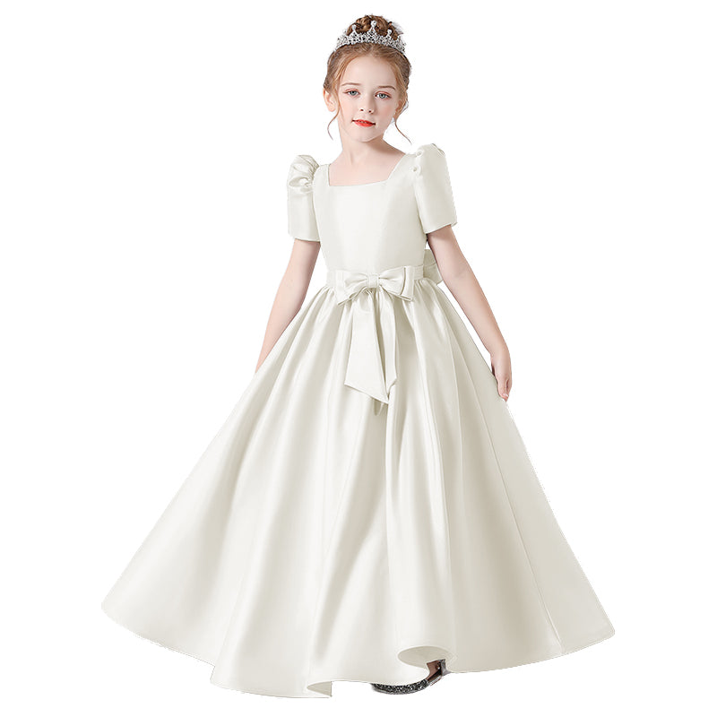 Girls First Communion Dresses Flower Girls Dress Princess Birthday Party Dress Satin Formal Dresses For Teens