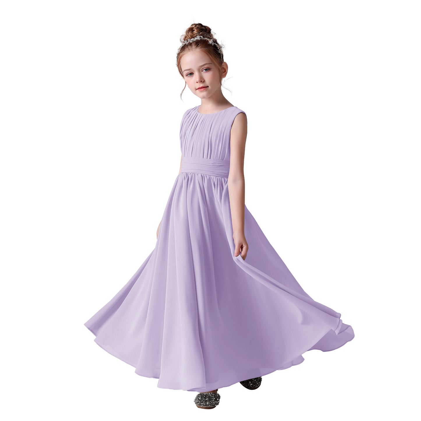 Chiffon Flower Girl Dresses Sleeveless Wedding Guest Dress Simple Pleated Athenian Style Dresses for Special Occasion