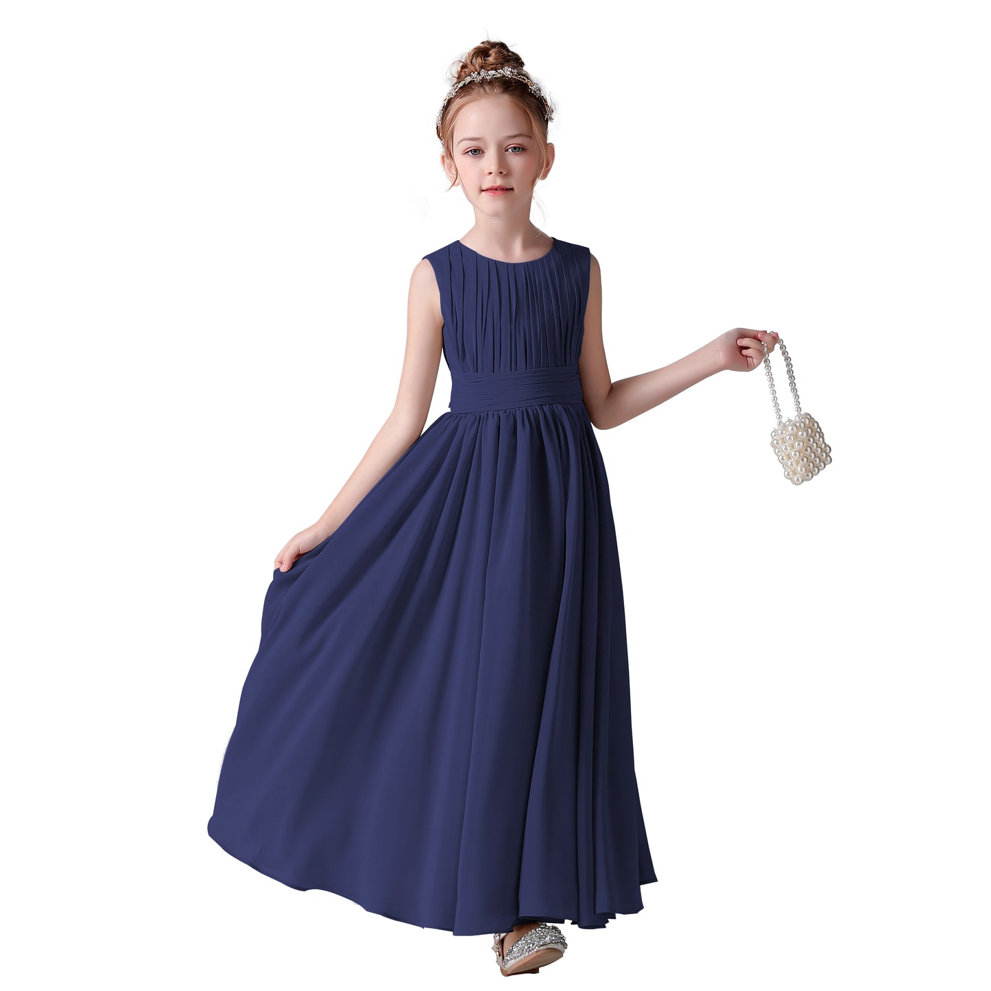 Chiffon Flower Girl Dresses Sleeveless Wedding Guest Dress Simple Pleated Athenian Style Dresses for Special Occasion