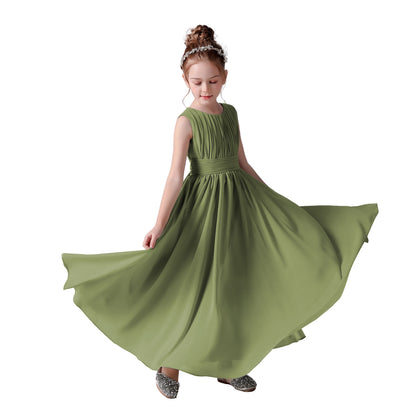 Chiffon Flower Girl Dresses Sleeveless Wedding Guest Dress Simple Pleated Athenian Style Dresses for Special Occasion