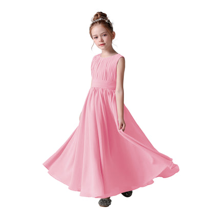 Chiffon Flower Girl Dresses Sleeveless Wedding Guest Dress Simple Pleated Athenian Style Dresses for Special Occasion