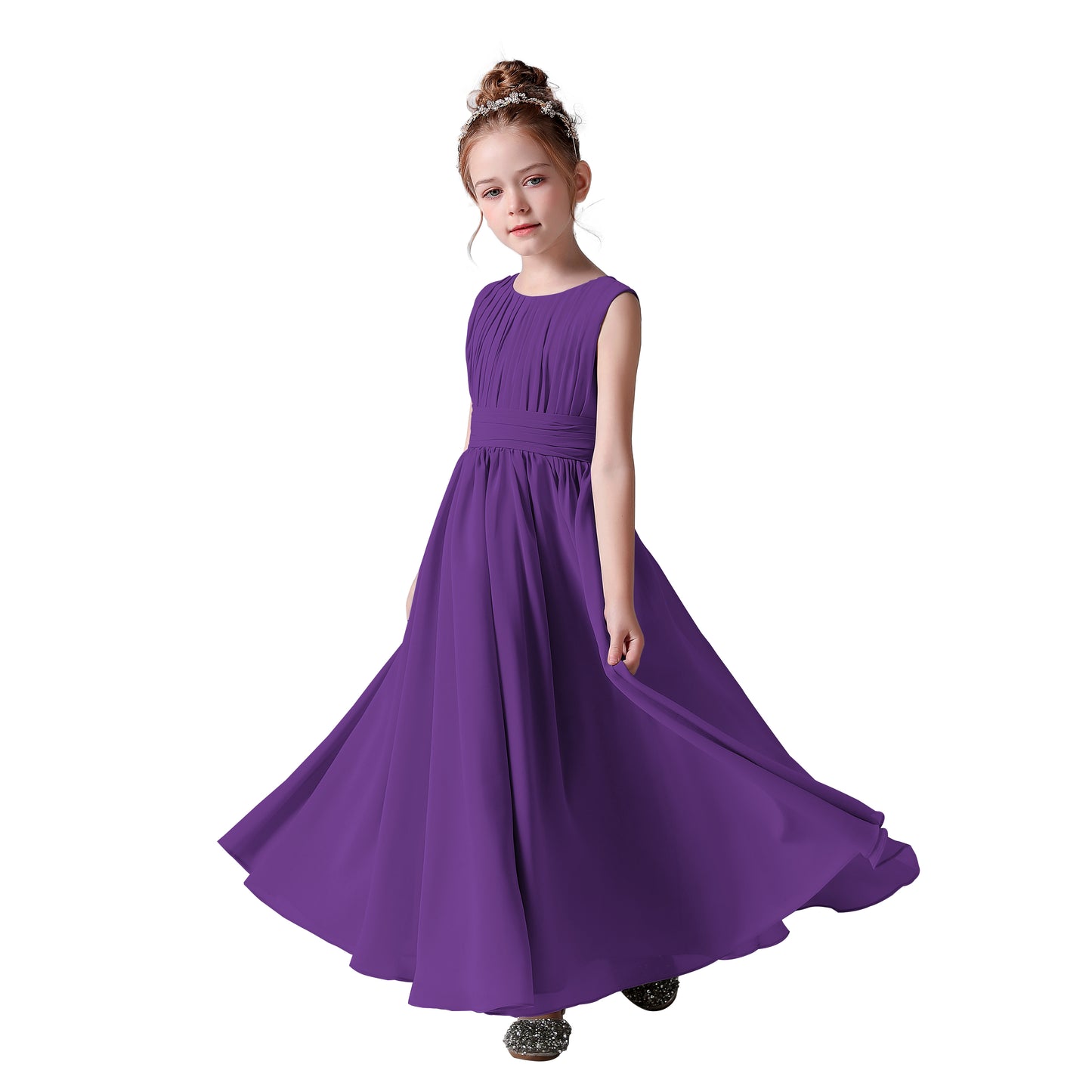 Chiffon Flower Girl Dresses Sleeveless Wedding Guest Dress Simple Pleated Athenian Style Dresses for Special Occasion