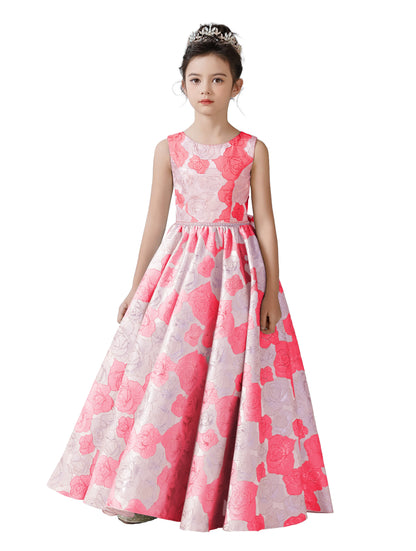 Satin Flower Girl Dress for Wedding First Communion Dress for Girls Sleeves Birthday Party Pageant Dress Prom Ball Gown