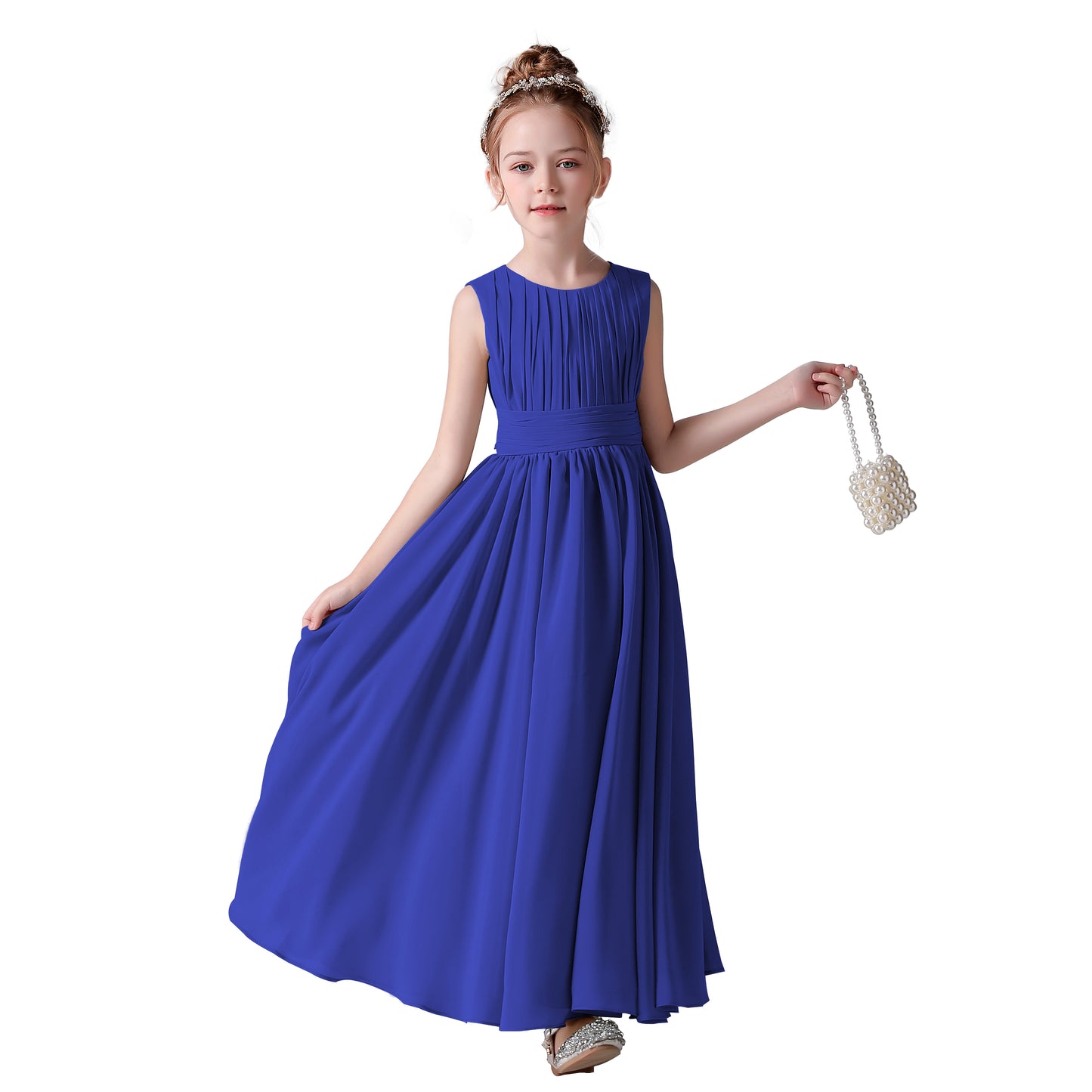 Chiffon Flower Girl Dresses Sleeveless Wedding Guest Dress Simple Pleated Athenian Style Dresses for Special Occasion