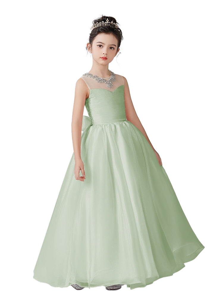 Fashion Mermaid Gloss Sparkling Silk Tulle Sweatheart Flower Girl Dress Sleeveless Jr Bridesmaid Dress
