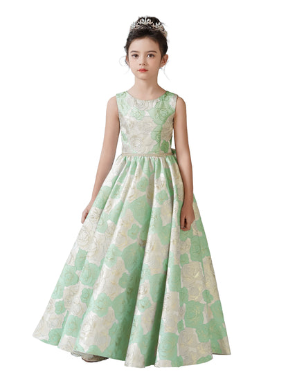 Satin Flower Girl Dress for Wedding First Communion Dress for Girls Sleeves Birthday Party Pageant Dress Prom Ball Gown