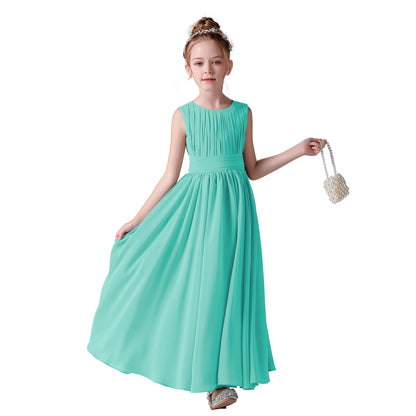 Chiffon Flower Girl Dresses Sleeveless Wedding Guest Dress Simple Pleated Athenian Style Dresses for Special Occasion