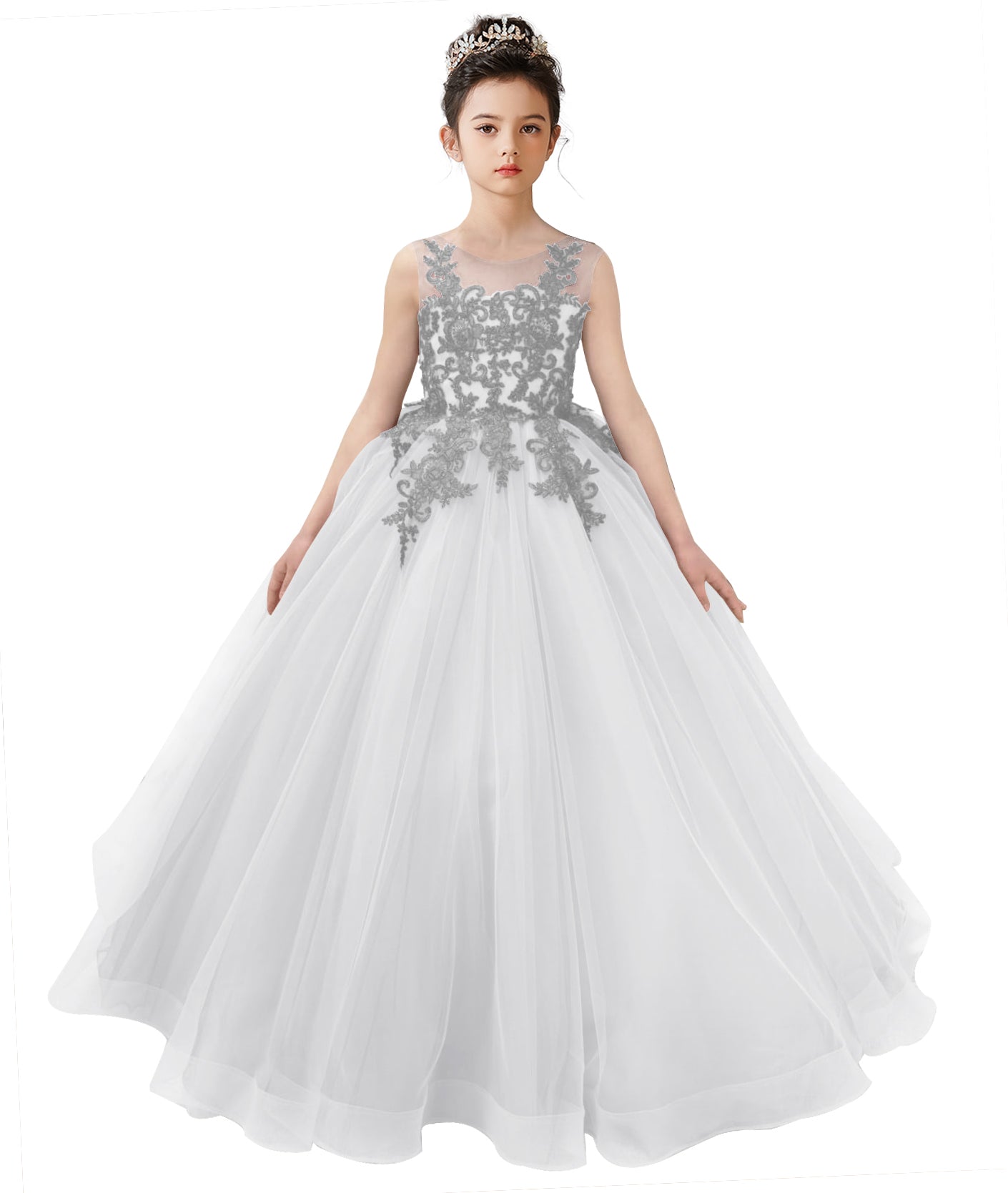 2025 Spring Ruffle Tulle Flower Girl Dress Ball Gown 1st Communion Formal Dress Pageant Birthday Party Dress