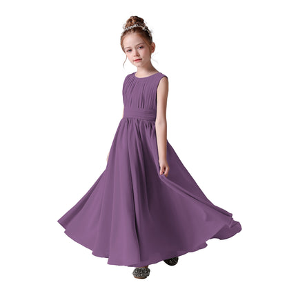 Chiffon Flower Girl Dresses Sleeveless Wedding Guest Dress Simple Pleated Athenian Style Dresses for Special Occasion