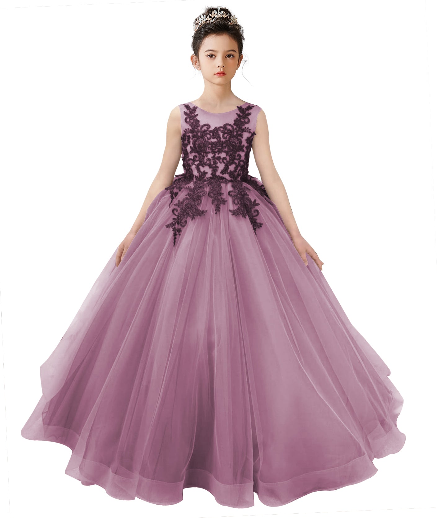 2025 Spring Ruffle Tulle Flower Girl Dress Ball Gown 1st Communion Formal Dress Pageant Birthday Party Dress