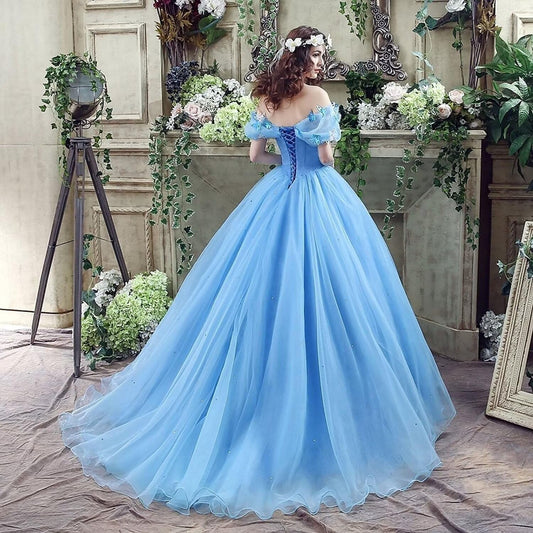 Pleated Tulle Ball Gown Quinceanera Dress Off Shoulder Floor-Length Sweet 16 Dress Vestidos De 15 Años Quinceañera Dress Tulle Homecoming Dress