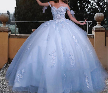 2025 Spring-Summer Off Shoulder Quinceanera Dresses Long Sweet 16 Dresses Homecoming Dress Tulle Lace Appliques Ball Gown