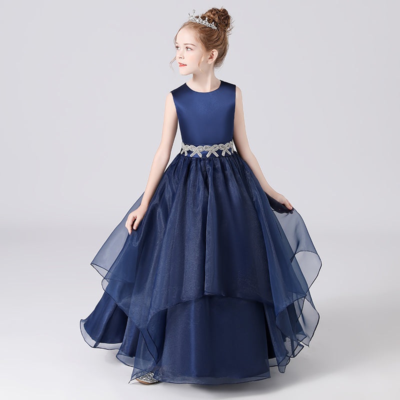 Girls Birthday Party Dresses Formal Occasion Dress For Teens Junior Pageant Ball Gown Sleeveless