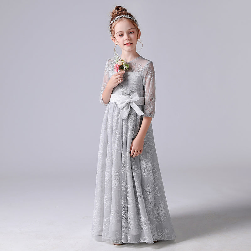 Girls First Communion Dresses Lace Special Occasion Dress Formal Long Gown Floor Length