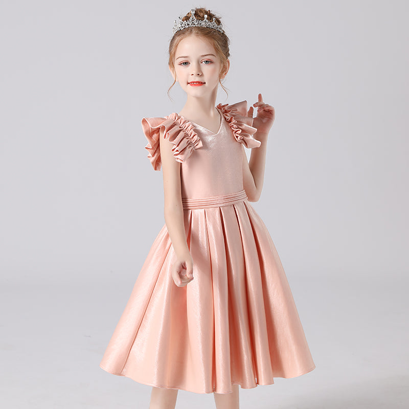 Flower Girl Dresses V-Neck Little Girl Bridesmaid Dress For Wedding Toddler Princess Formal Dress