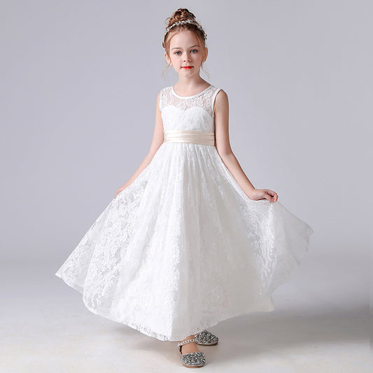 Flower Girl Dresses For Wedding Lace Pagaent Ball Gown Girls Birthday Party Dress Sleeveless