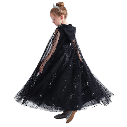 Girls Halloween Dress Black Formal Dresses For Junior Sequin Fancy Party Dresses Full Length